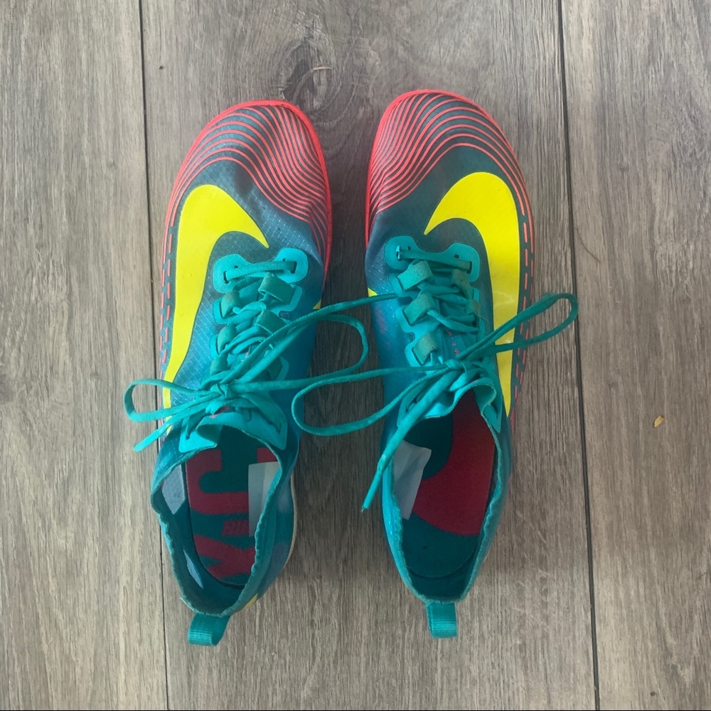 Nike Zoom Victory XC Distance Spikes Blue Pink and Yellow